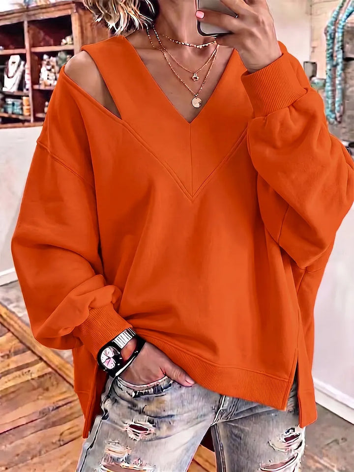 Kirstan - Hanorac Oversized Elegante cu Decupaj și Guler în V