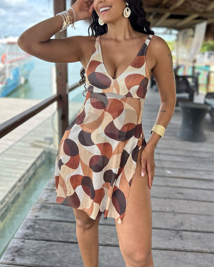 Rezeda - Costum De Baie Cu Imprimeu Cu Buline Si Iegătură In Față