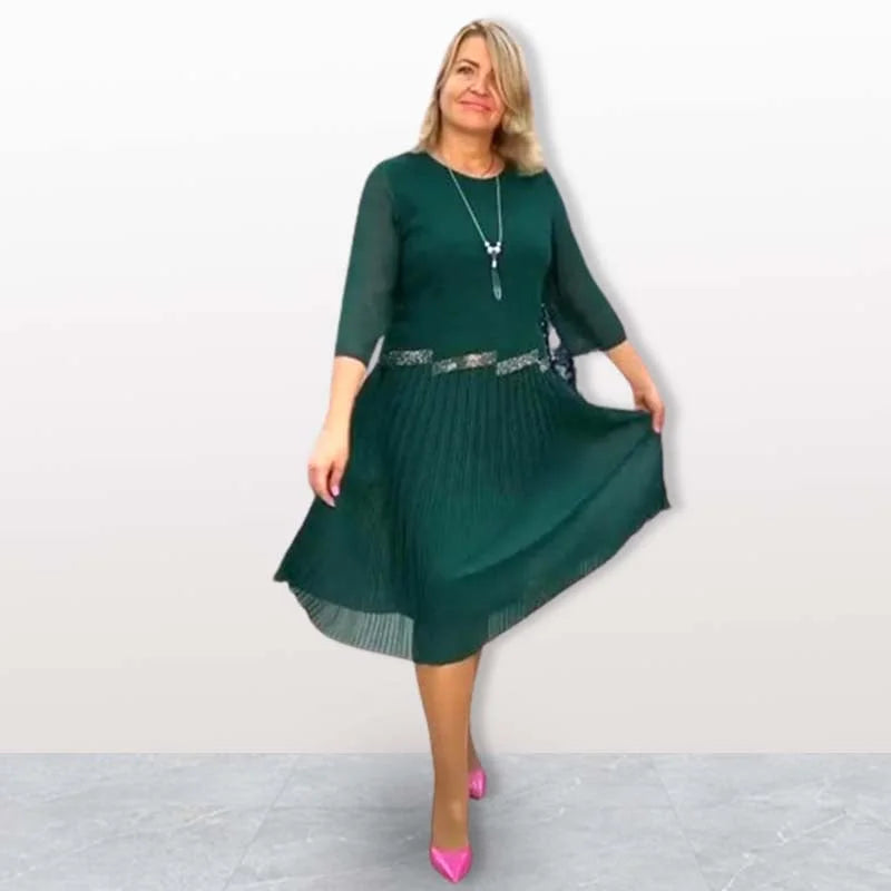 Kiernan - Rochie Midi Elegantă Cu Gât Rotund