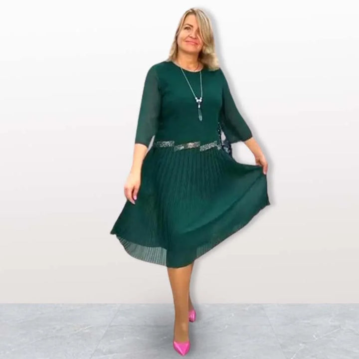 Kiernan - Rochie Midi Elegantă Cu Gât Rotund