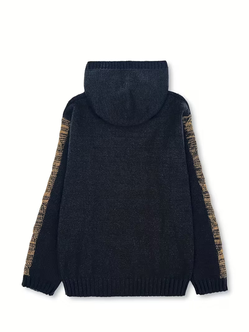 Cypriana - Pulover Elegant Tricotat Cu Glugă