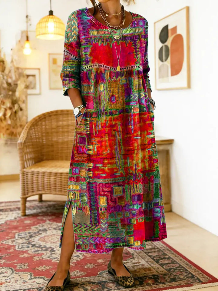 Nihada - Rochie Midi Artistică Evazată