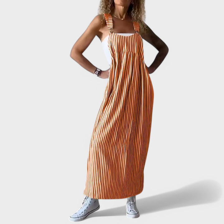 Guzel - Rochie Lungă Elegantă cu Imprimeu în Dungi