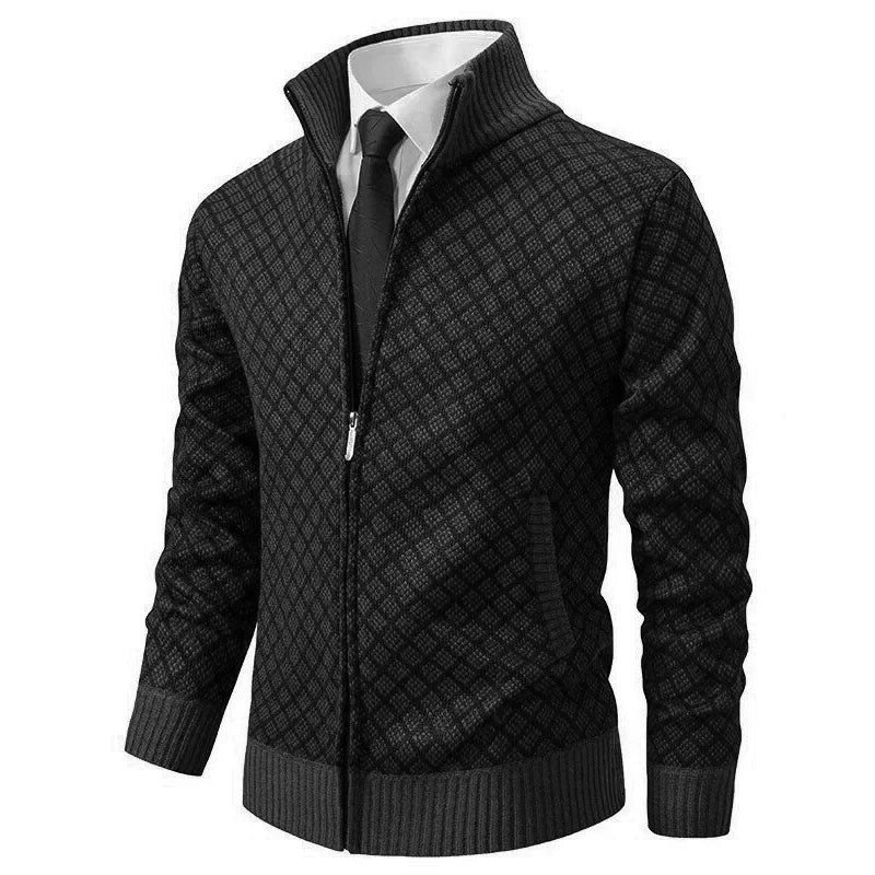 Klarik - Cardigan Din Tricot Cu Fermoar Integral Și Model În Romburi