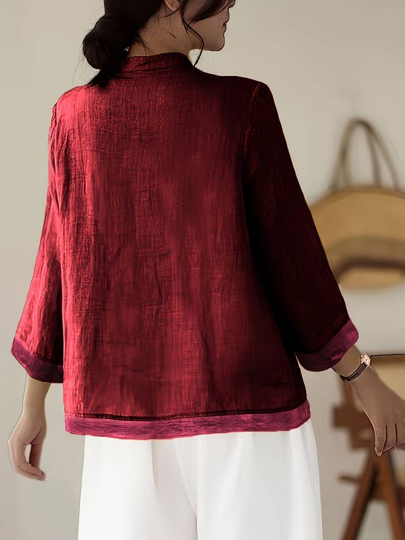 Sigal - Cămașă Vintage cu Croi Lejer și Proiectare Patchwork