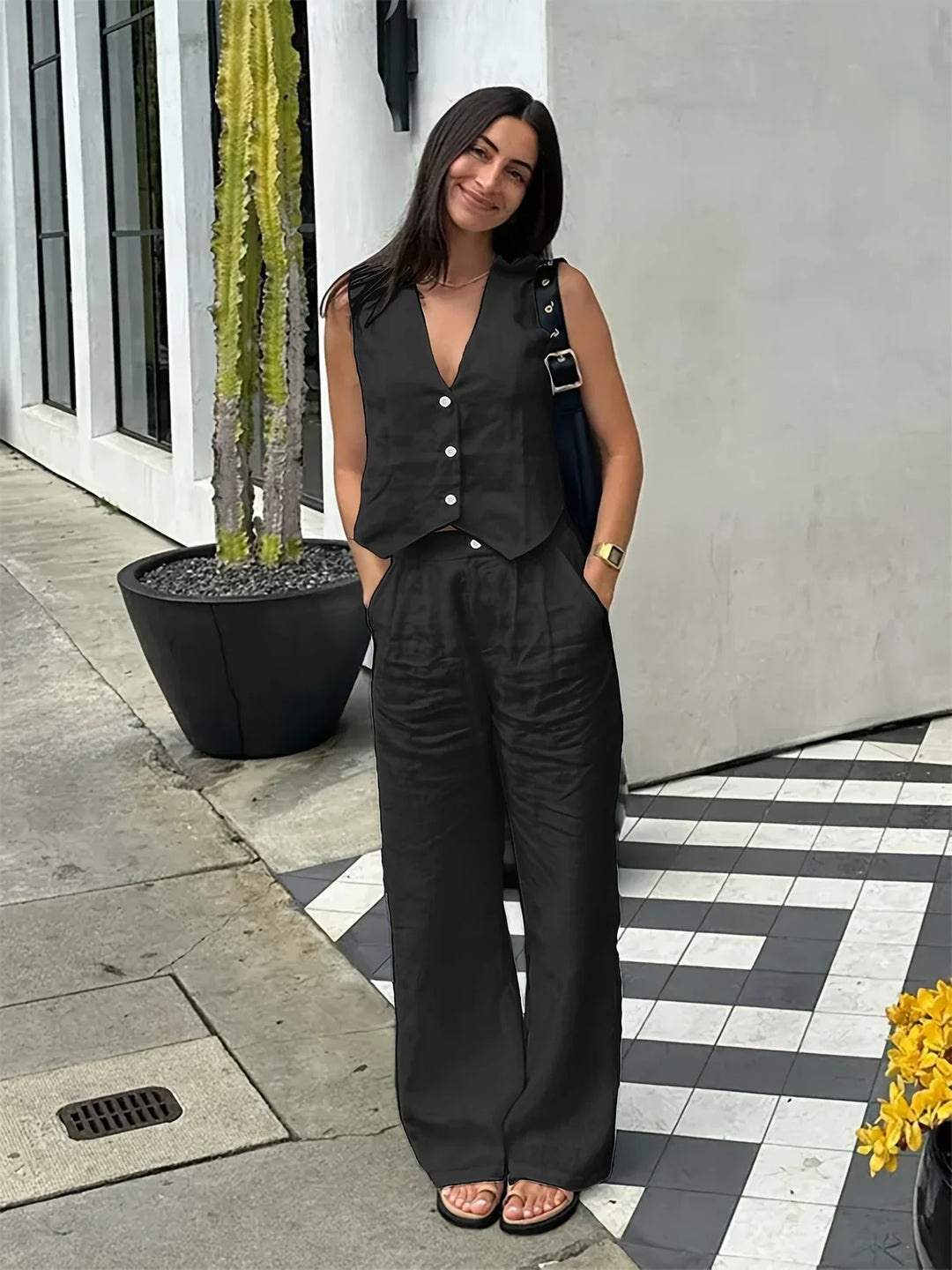 Jorja - Set Elegant Din Două Piese Fără Mâneci