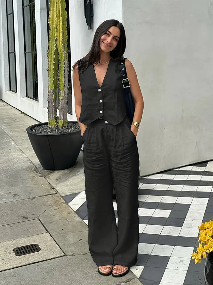 Jorja - Set Elegant Din Două Piese Fără Mâneci