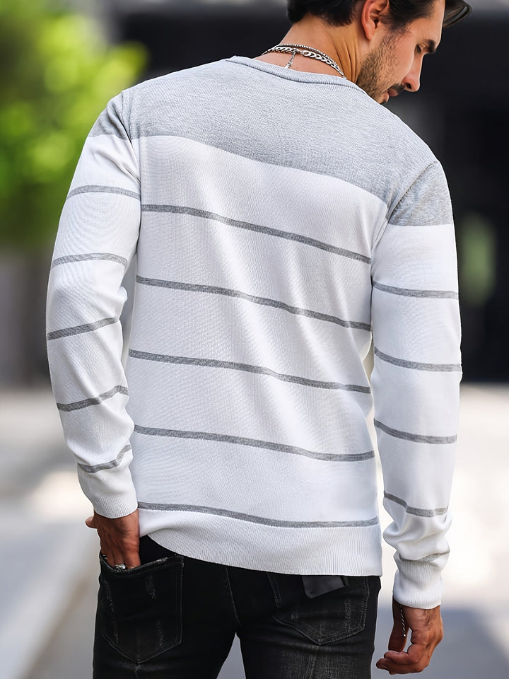 Michiel - Pulover Casual cu Dungi și Mâneci Lungi