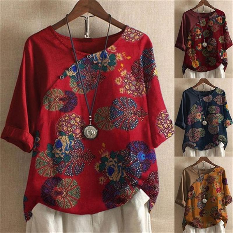 Adoria - Bluză Cu Imprimeu Floral Boho și Nasturi