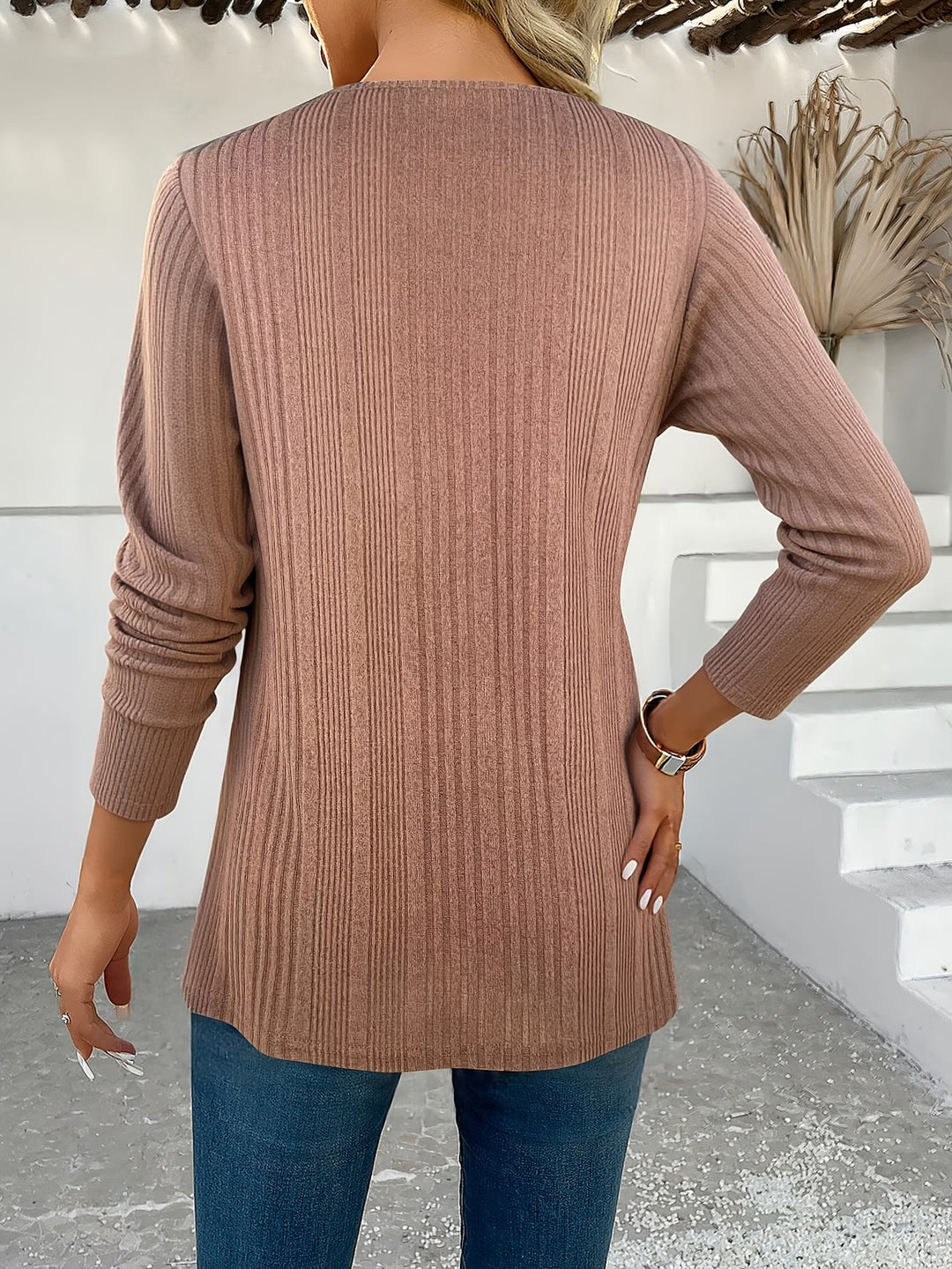 Lizeth - Tricou Cu Mâneci Lungi Și Guler Rotund