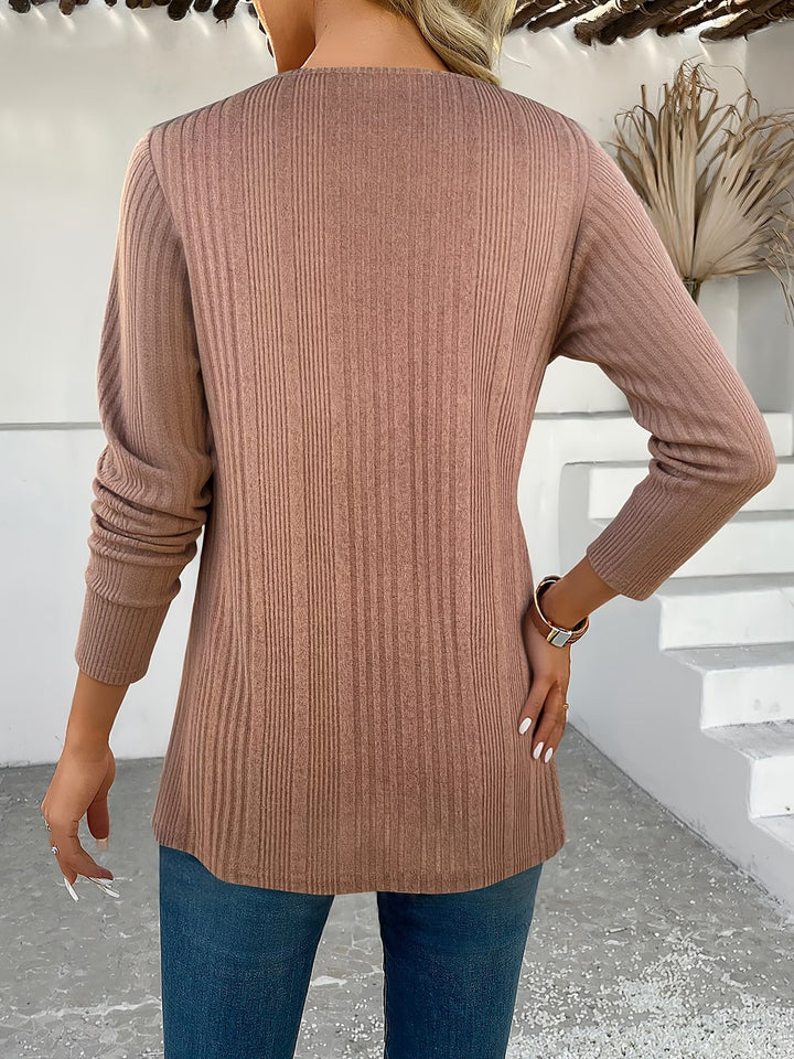 Lizeth - Tricou Cu Mâneci Lungi Și Guler Rotund