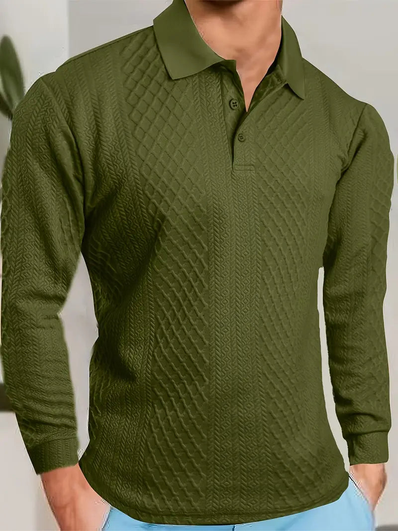 Benoit - Tricou Texturat Lior Cu Guler Jacquard