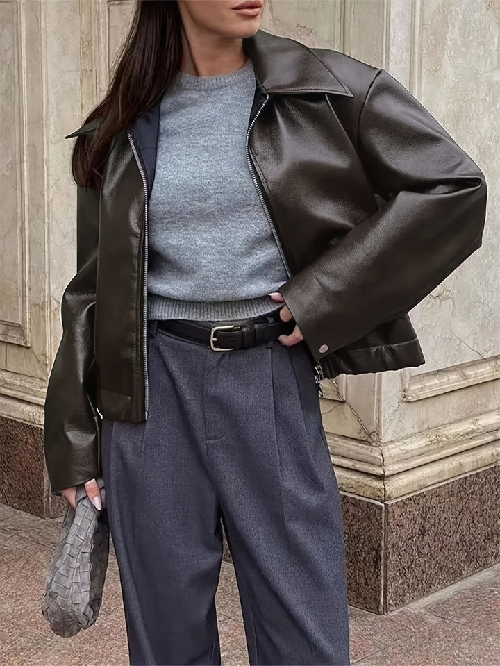 Thida - Jachetă Din Piele Pu Cu Fermoar