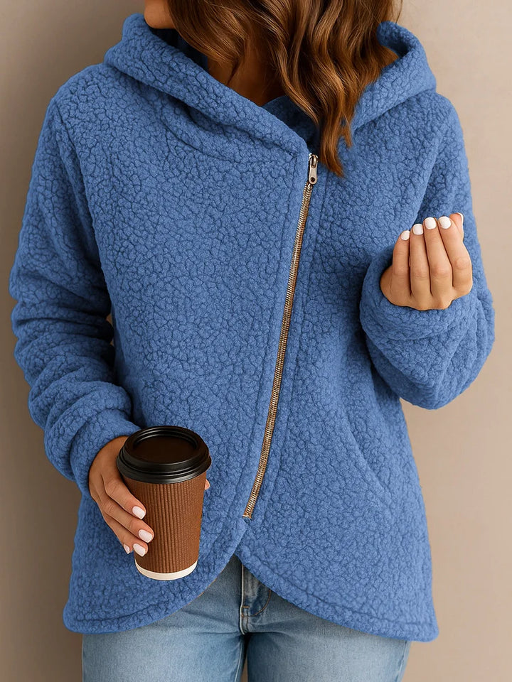Wendie - Hanorac Confortabil Din Fleece Sherpa Cu Glugă și Fermoar