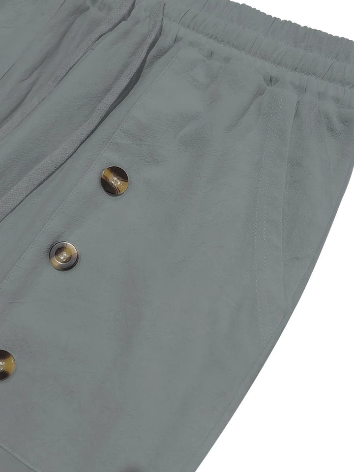 Beslan - Pantaloni Eleganți Cu Croi Drept Si Nasturi Aurii