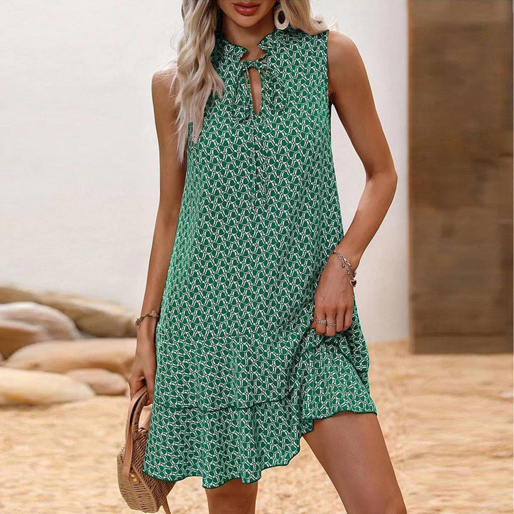Lenora - Rochie Mini Ocazional Cu Imprimeu Boem Si Volane