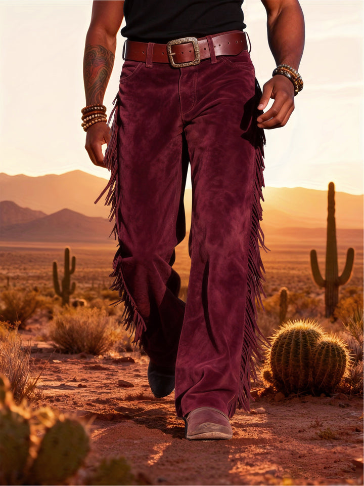 Altan - Pantaloni Casual Retro Western Cu Franjuri