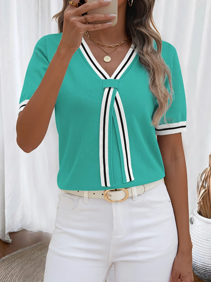 Brunella - Top eleganță Din Tricot Cu Decolteu In V
