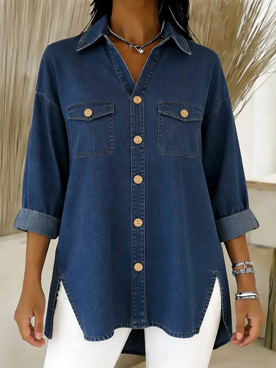 Durcia - Cămașă Din Denim Cu Mâneci Lungi Și Revere