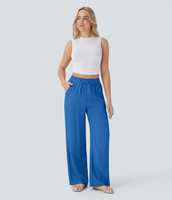Zafeiria - Pantaloni Eleganți Din In