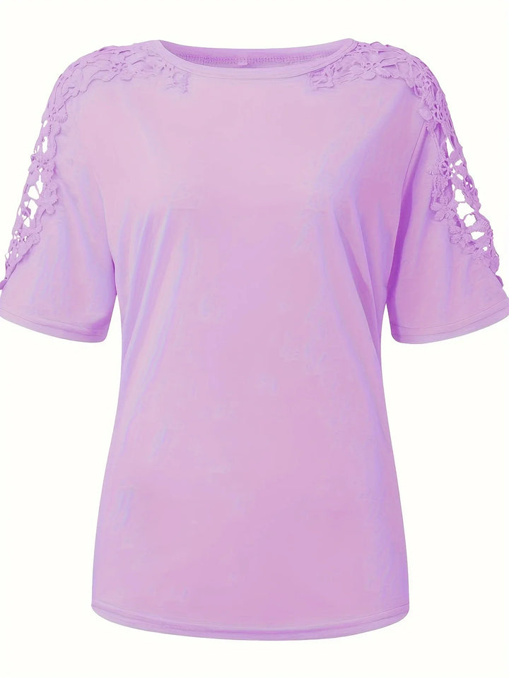 Ancuta - Elegant Vara Mânecă Scurtă Tricou Cu Dantelă