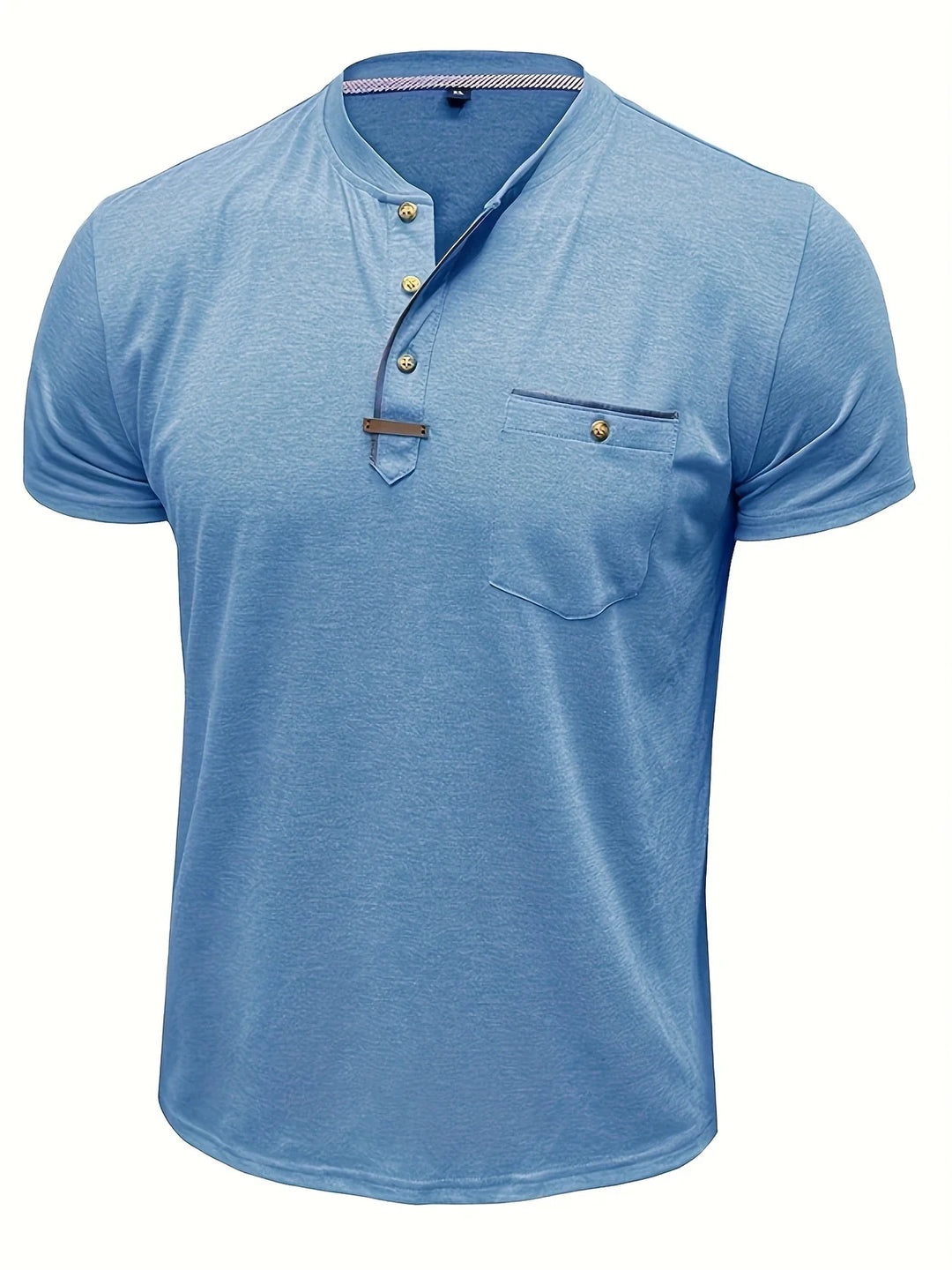 Saxon - Tricou Elegant Cu Guler Rotund și Buzunar