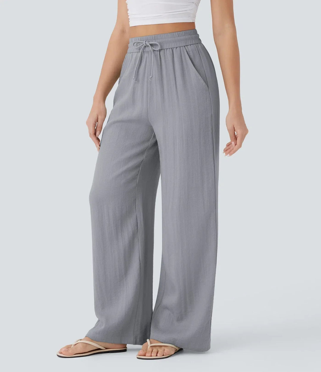 Zafeiria - Pantaloni Eleganți Din In