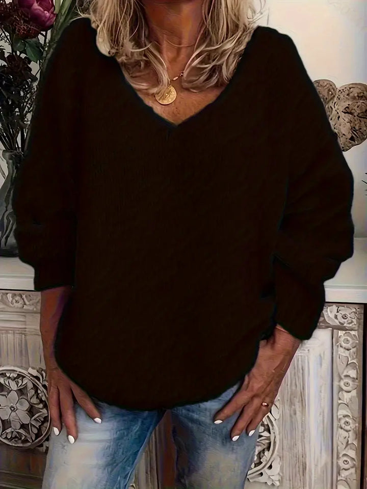 Schmidt - Pulover Casual Cu Mâneci Lungi și Decolteu în V