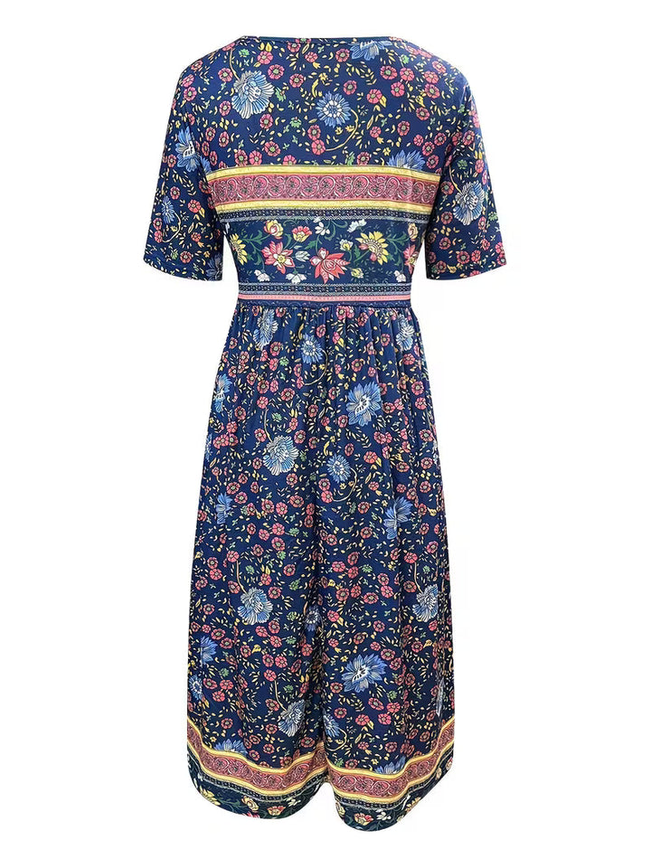 Lisan - Rochie cu Imprimeu Floral vintage și Buzunar