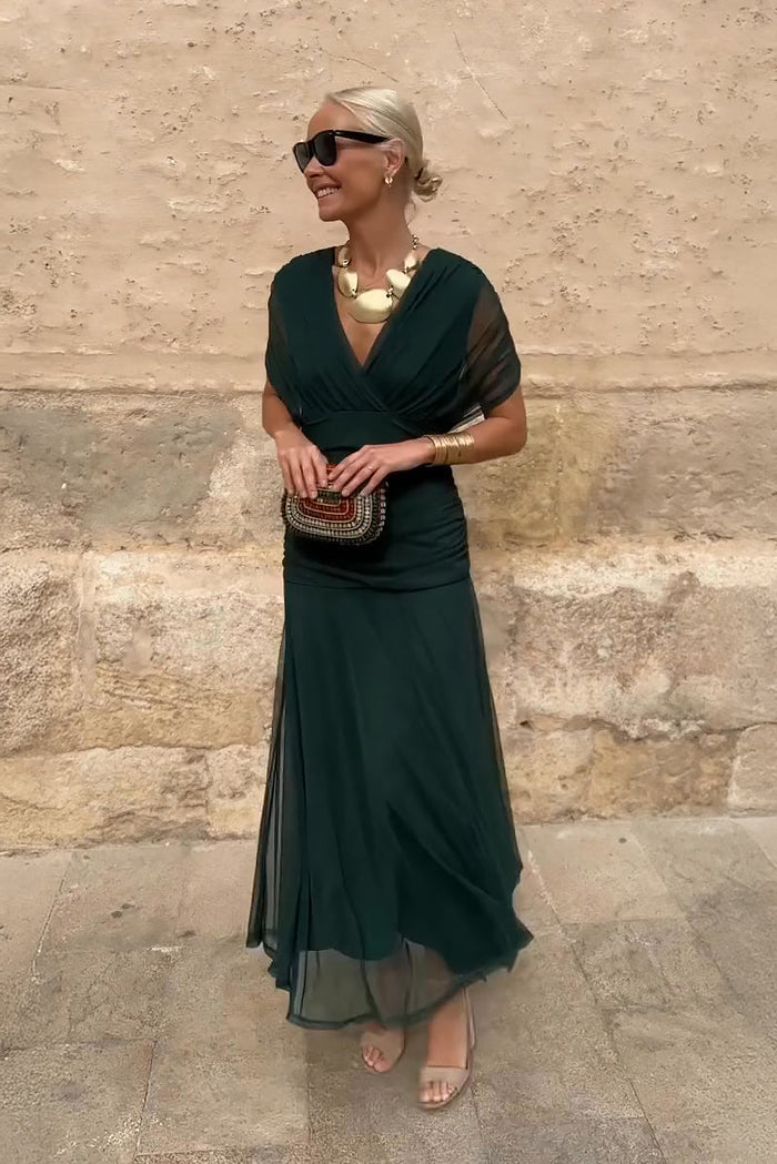 Nefeli - Rochie Lungă Elegantă Cu Decolteu în V Pentru Petreceri