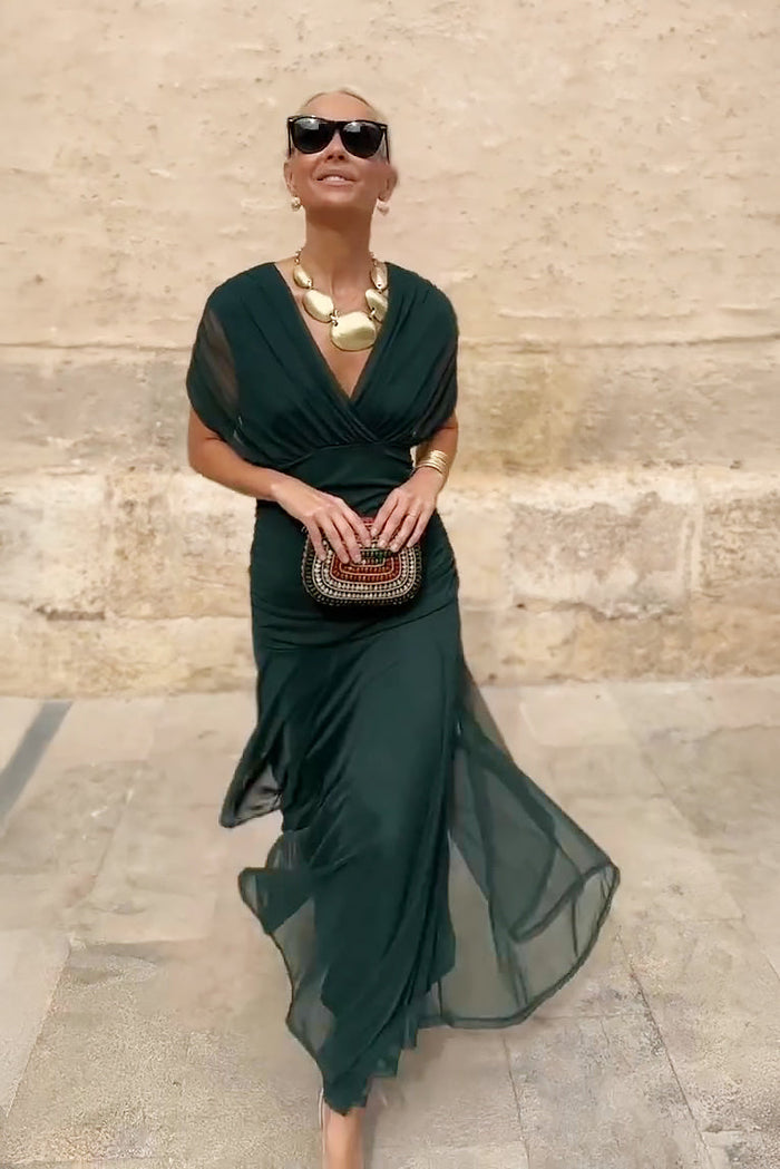 Nefeli - Rochie Lungă Elegantă Cu Decolteu în V Pentru Petreceri
