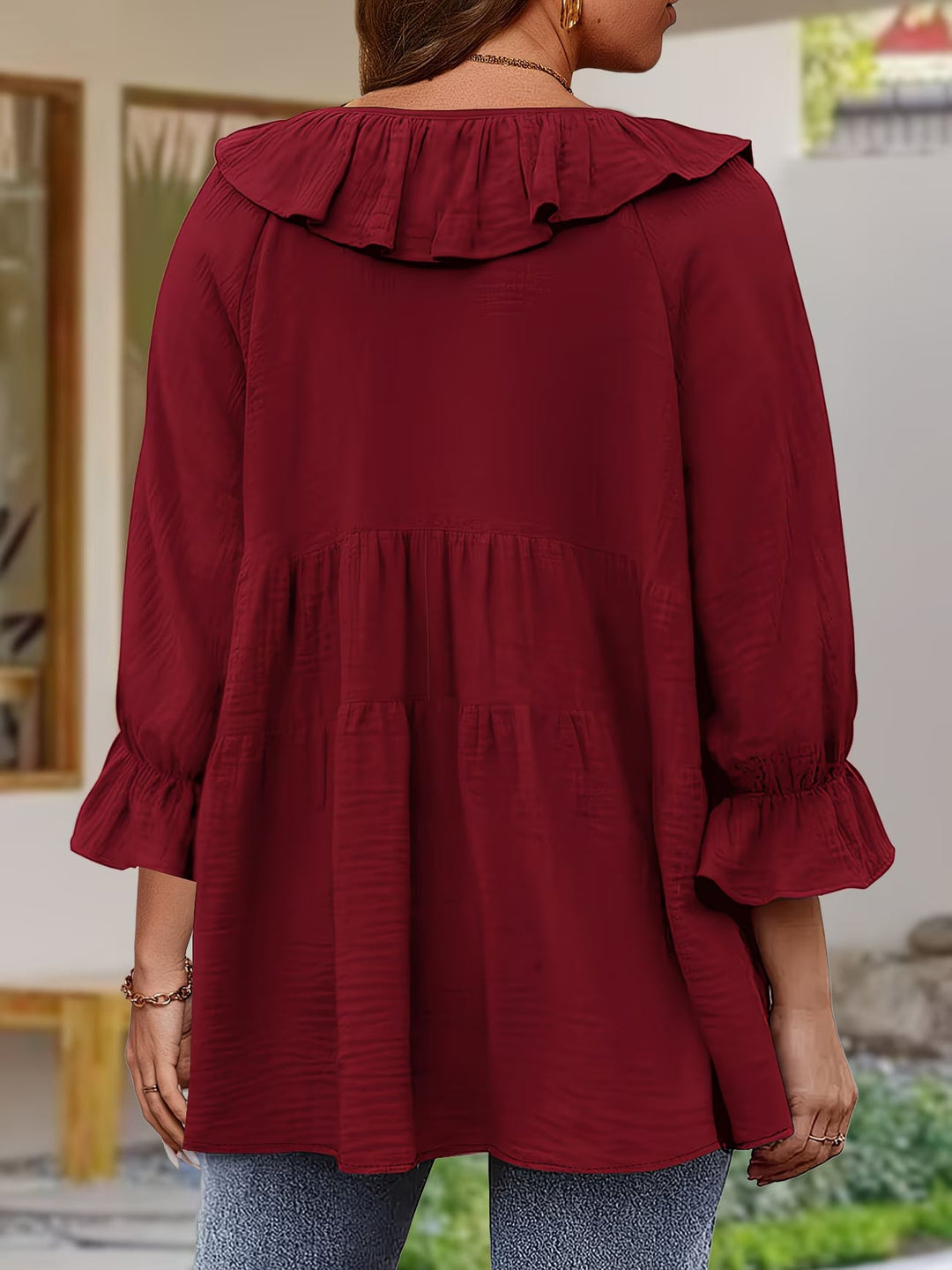 Garbine – Bluză Elegantă Cu Volane la Gât