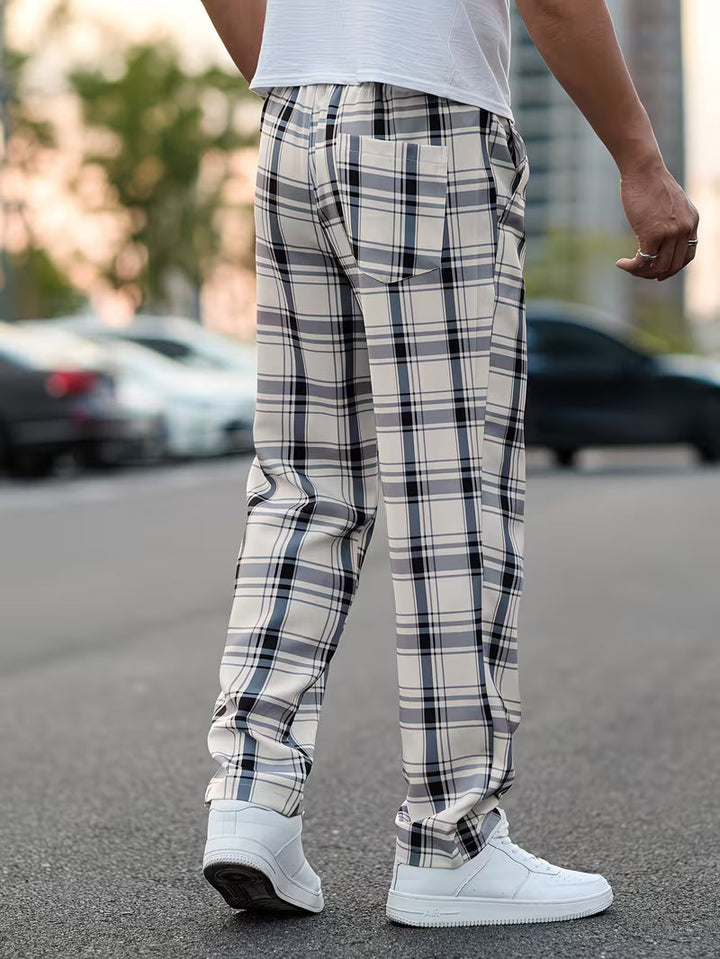 Idriz - Pantaloni în Carouri Cu Talie Elastică
