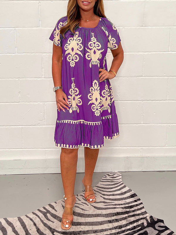 Ranee - Rochie Cu Imprimeu Geometric Și Decolteu Pătrat