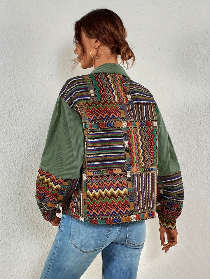 Amelina - Jachetă Din Catifea Cu Nasturi, În Stil Boho, Cu Patchwork