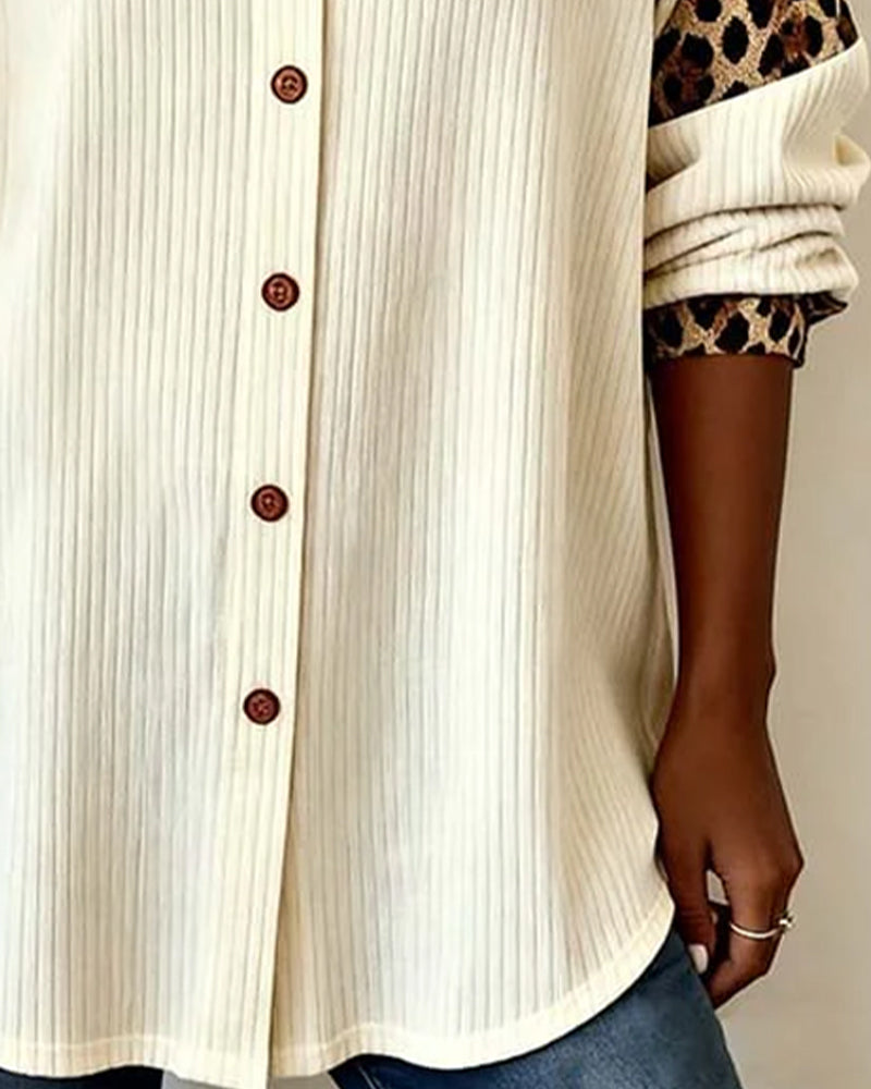 Jordana - Cămașă Cu guler și Nasturi Cu Imprimeu Leopard