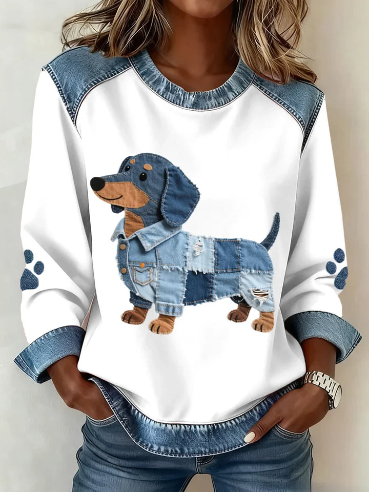Lilah - Hanorac Cu Imprimeu Dachshund și Patchwork