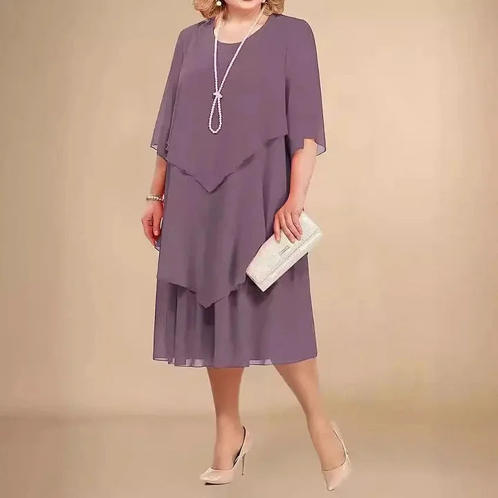 Leva - Rochie Elegantă Din șifon Cu Straturi Neregulate