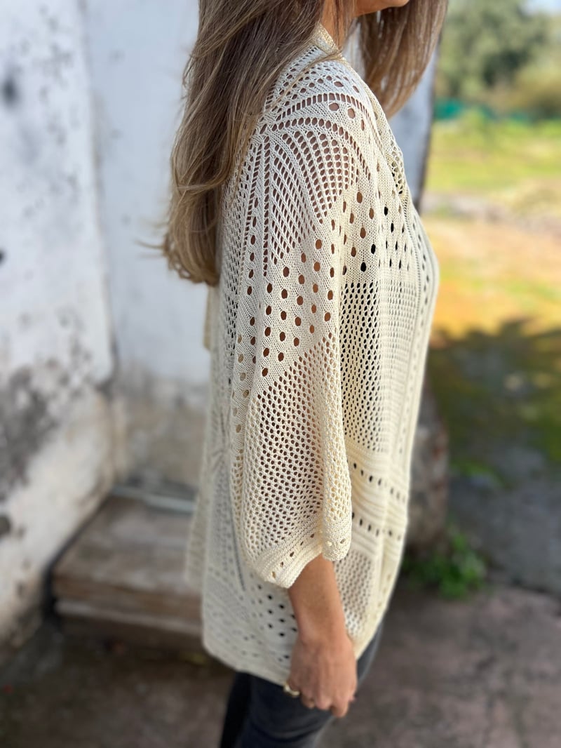 Veronique - Cardigan Cu Mâneci Scurte Si Decupate