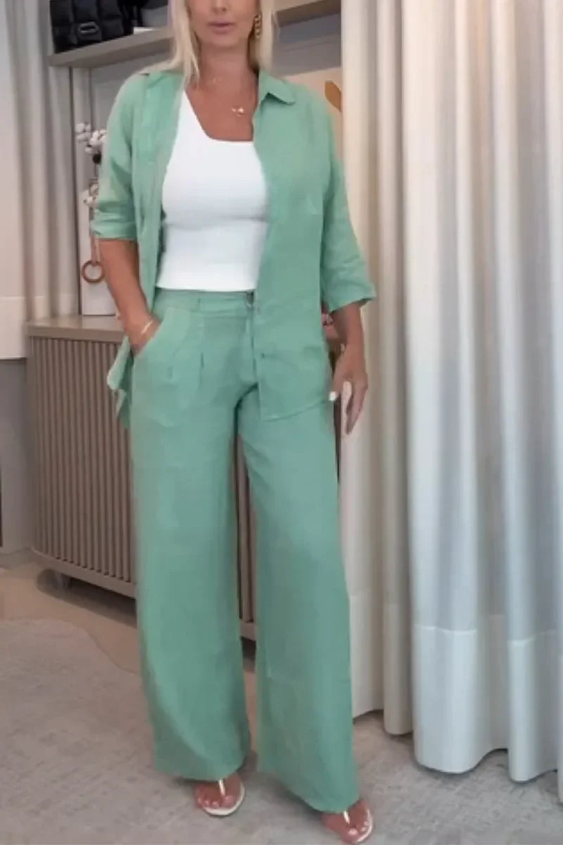 Methme - Costum casual din Două Piese, cu un Singur Rând de Nasturi