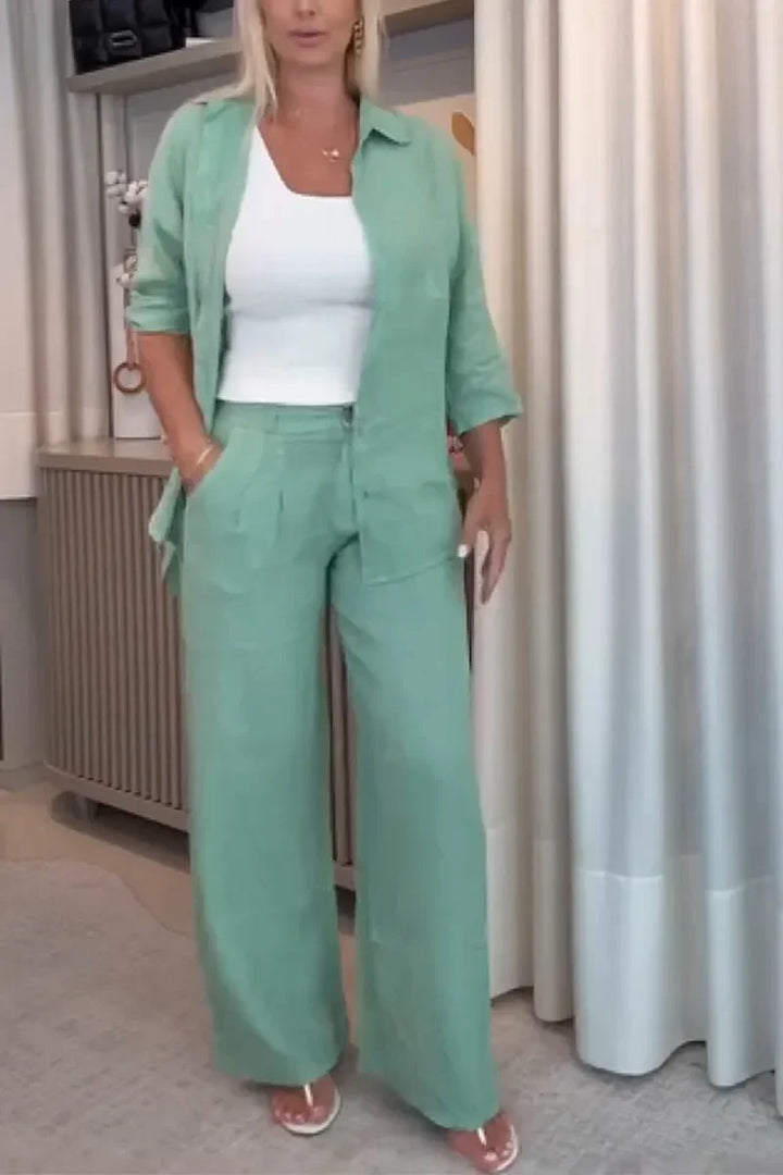 Methme - Costum casual din Două Piese, cu un Singur Rând de Nasturi