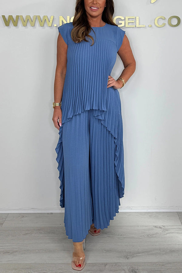 Blithe – Top Midi Plisat Si Pantaloni Largi