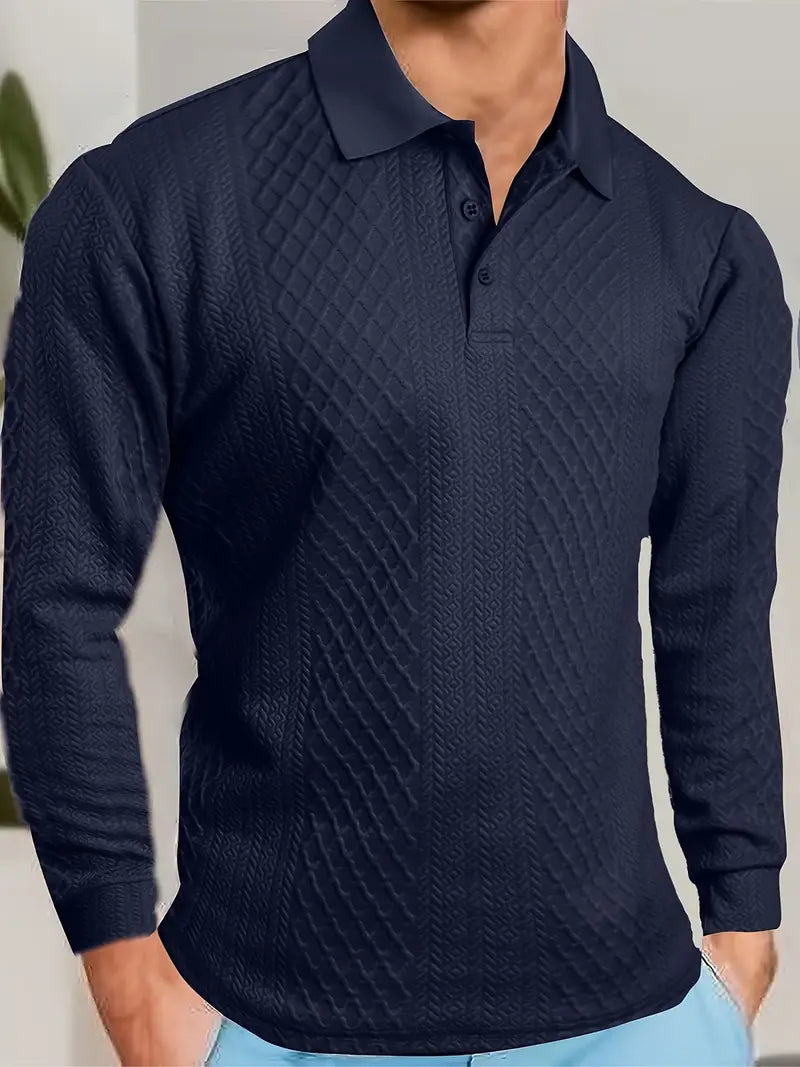 Benoit - Tricou Texturat Lior Cu Guler Jacquard