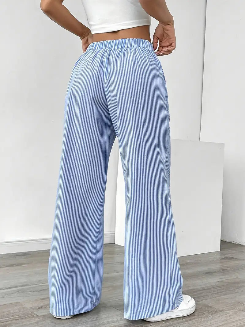 Alina - Pantaloni Eleganți cu Dungi și Buzunare