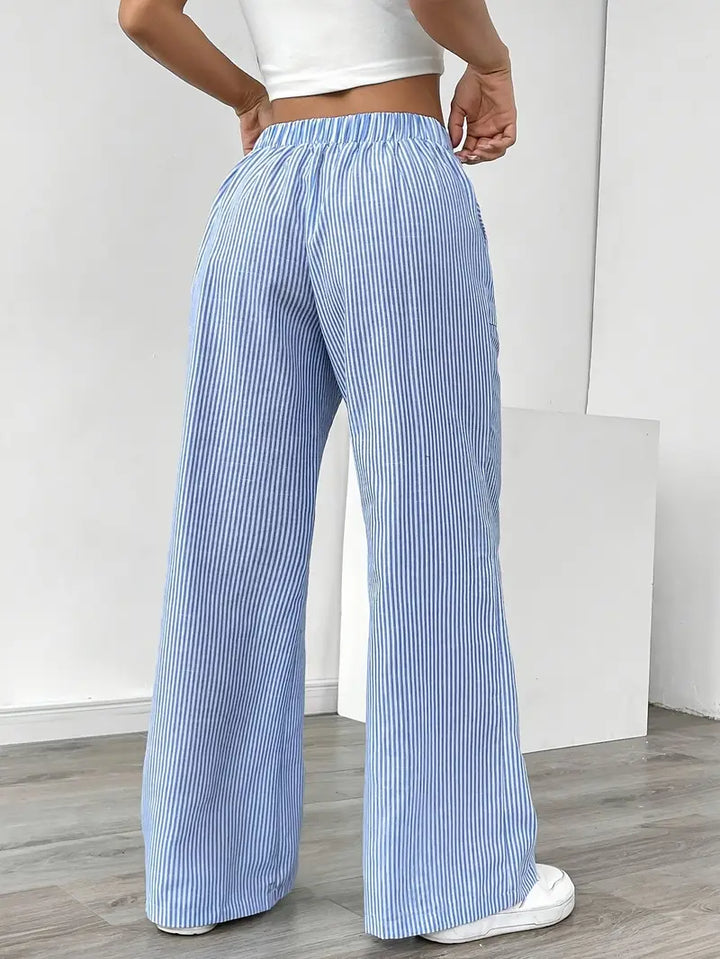 Alina - Pantaloni Eleganți cu Dungi și Buzunare