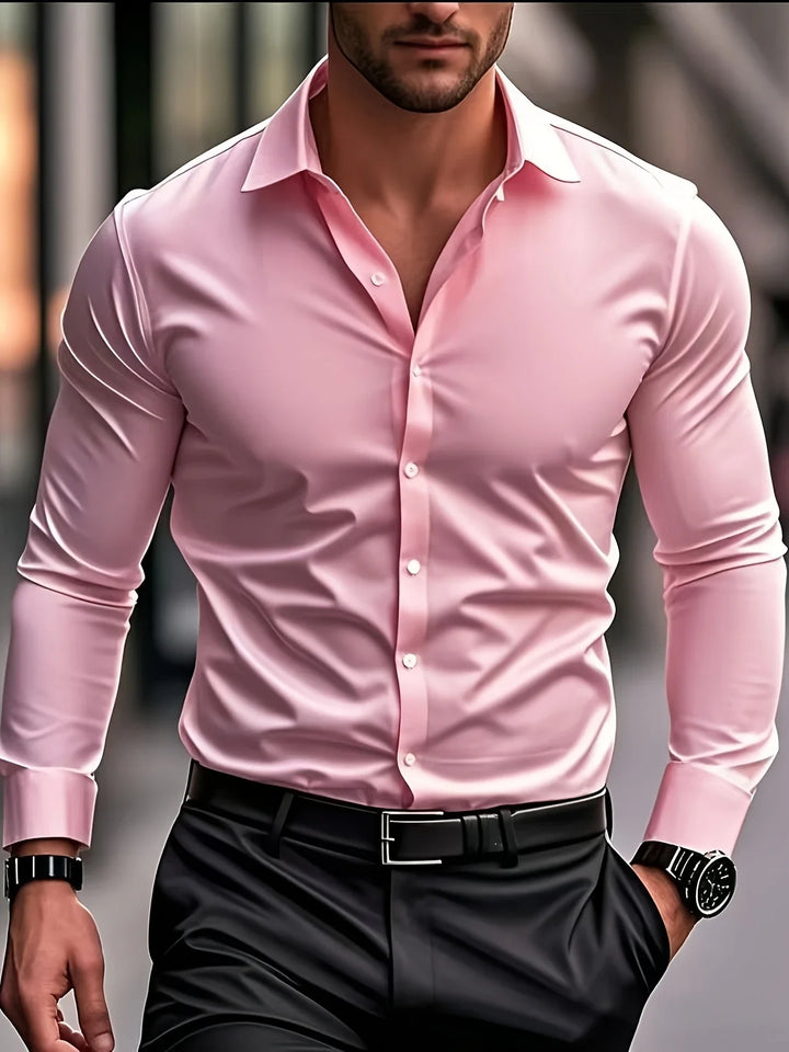 Byron - Cămașă Elegantă Cu Mâneci Lungi și Nasturi
