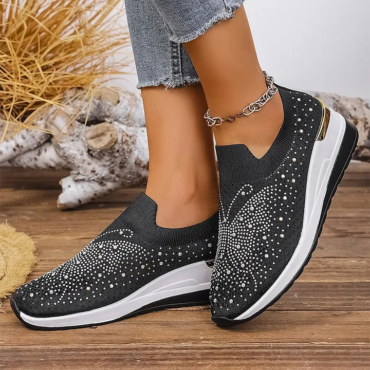 Josia - Adidași Fără Șireturi Cu Model De Fluture Din Strasuri