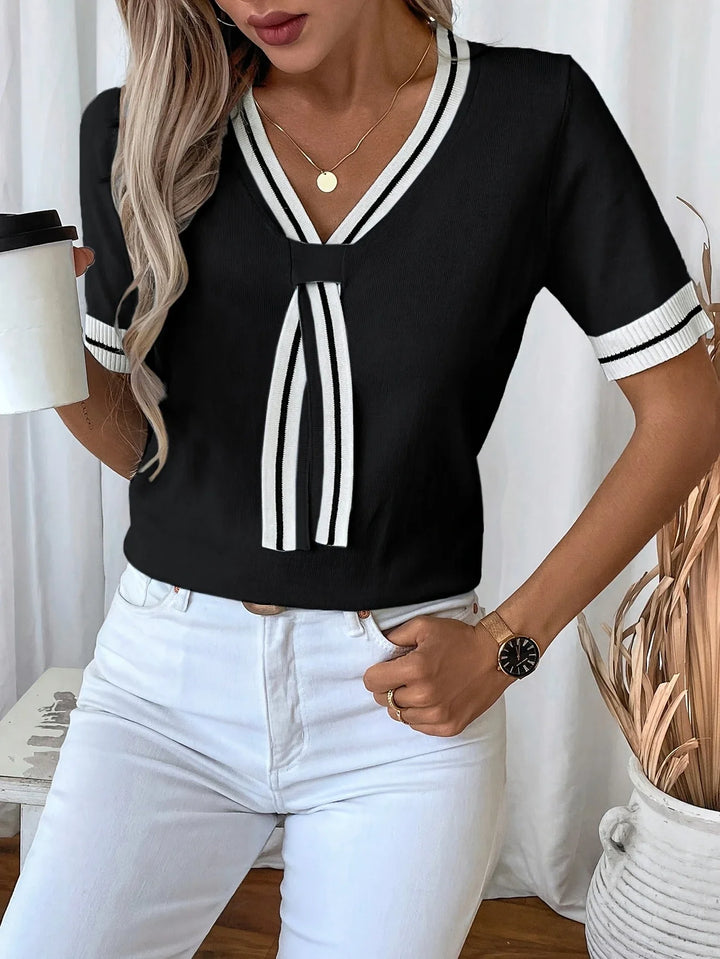 Brunella - Top eleganță Din Tricot Cu Decolteu In V