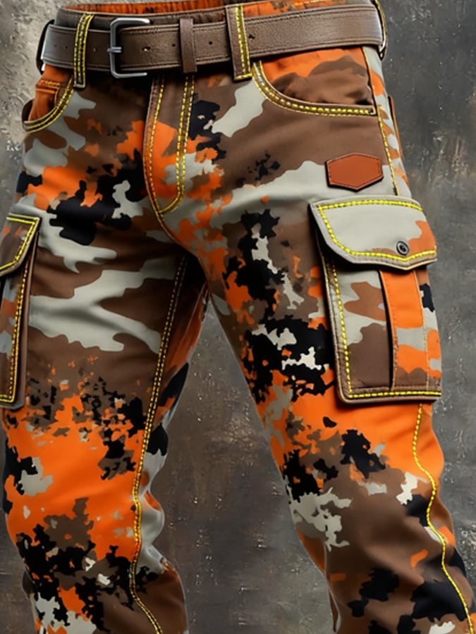 Bethell - Pantaloni Vintage Camuflaj Cu Multiple Buzunare