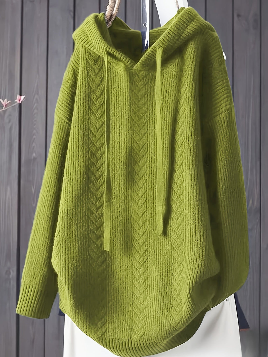 Genivee - Hanorac Casual Cu Tricotat Mâneci Lungi și Glugă